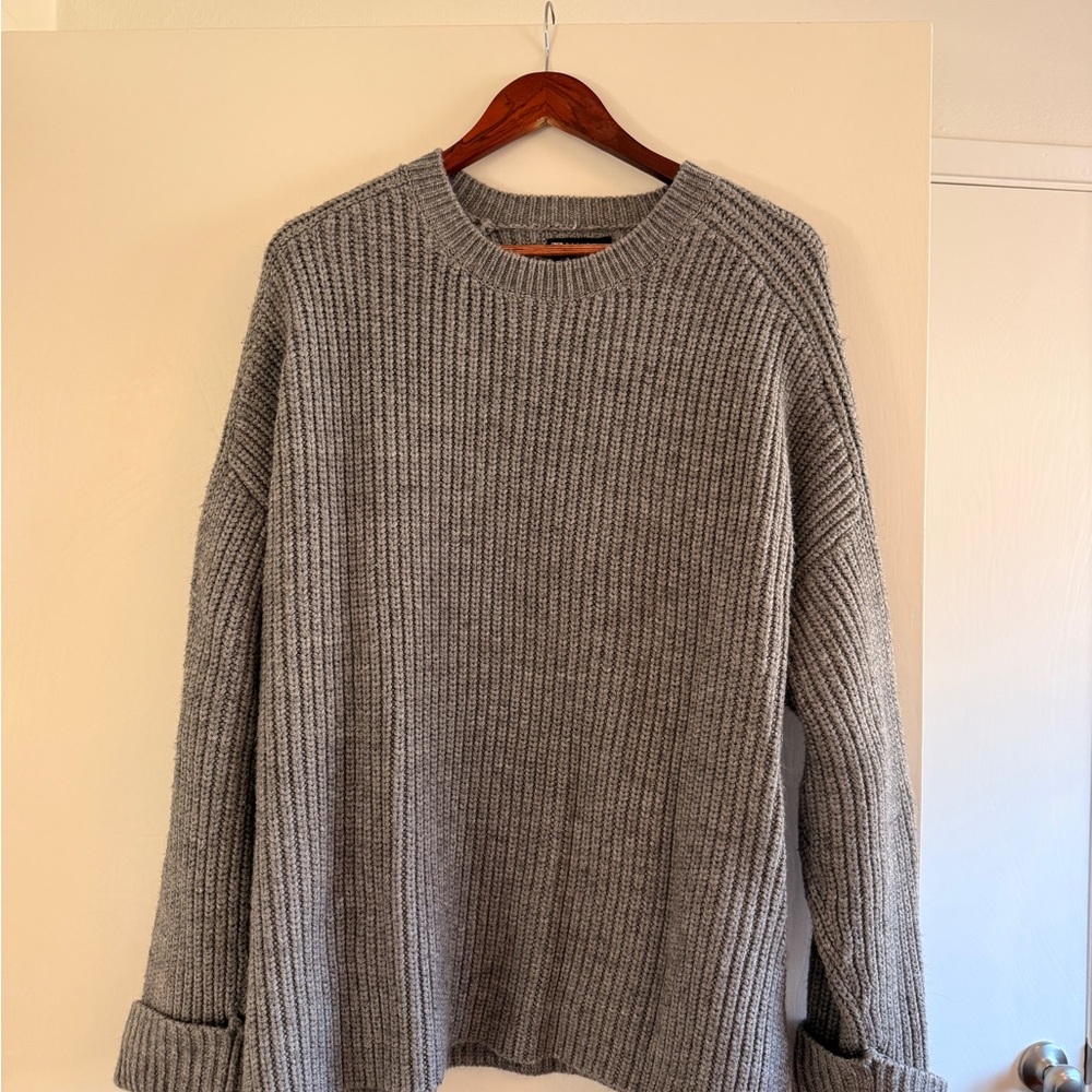 ASOS Gray Ribbed Crewneck Sweater
